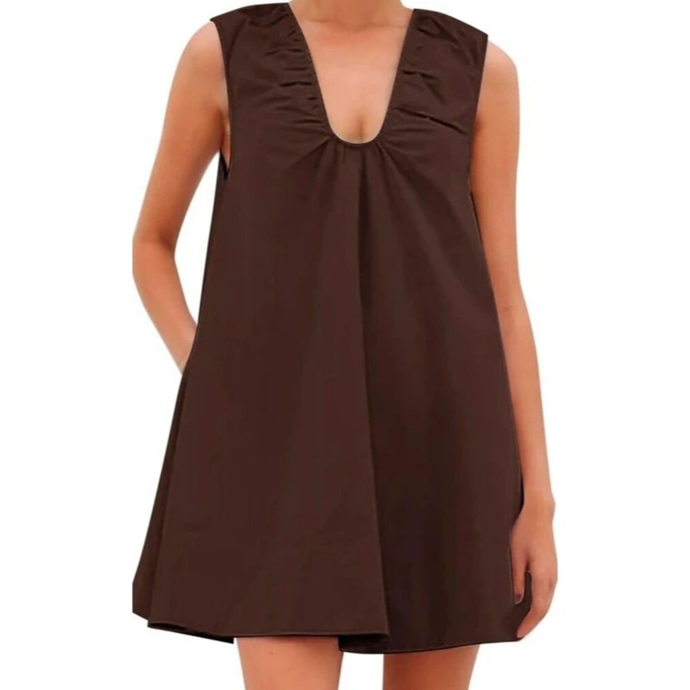Baby doll tank mini dress with pockets. 100% cotton. Has silky soft liner.